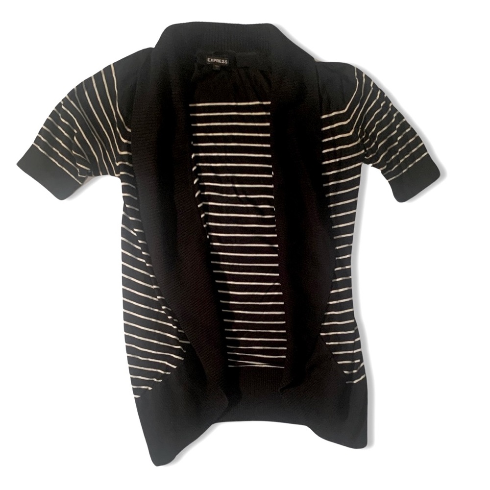 Express Short-sleeved Black & White Striped Cardigan L